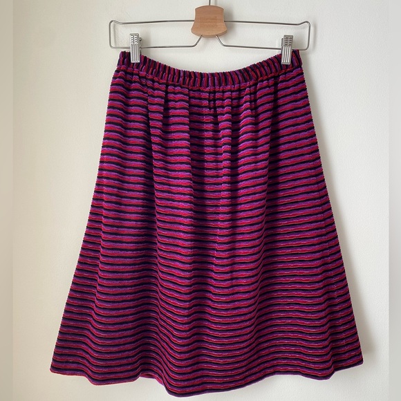 Velvet multicolour and metallic textured stripe skirt - Picture 5 of 9